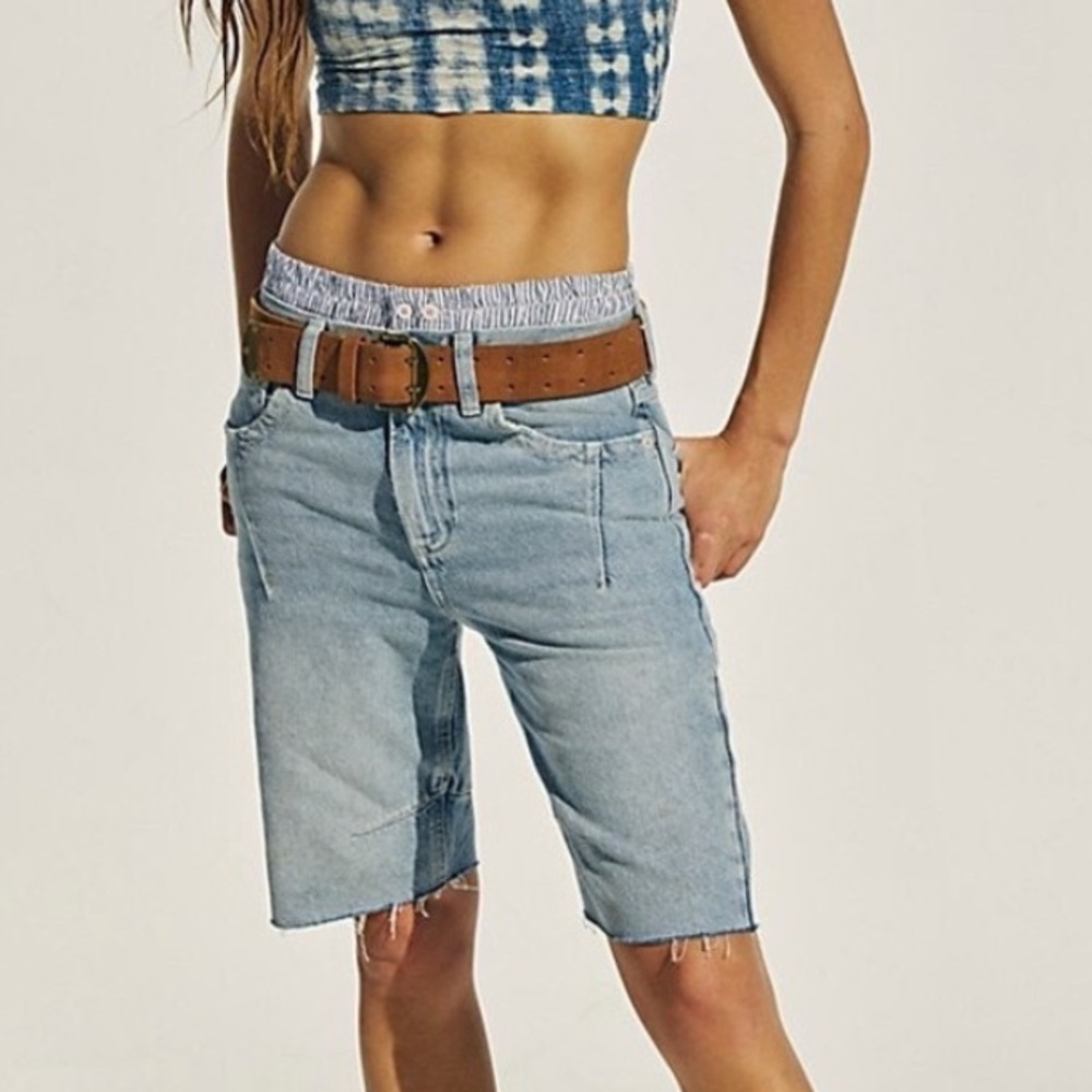 FREE PEOPLE WE THE FREE Ghost Town Long Shorts | Light Blue